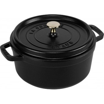 Staub La Cocotte Round Κατσαρόλα από Μαντέμι 24cm 3.8 lt για όλες τις εστίες black (40500-241-0)
