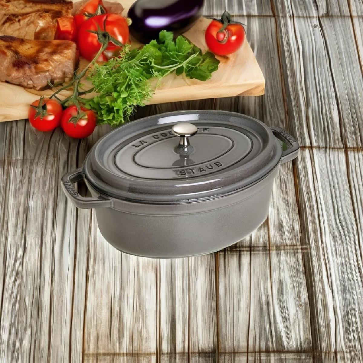 Staub La Cocotte oval Γάστρα 27cm 3.2 lt Μαντέμι για όλες τις εστίες Graphite Grey (40500-276-0)