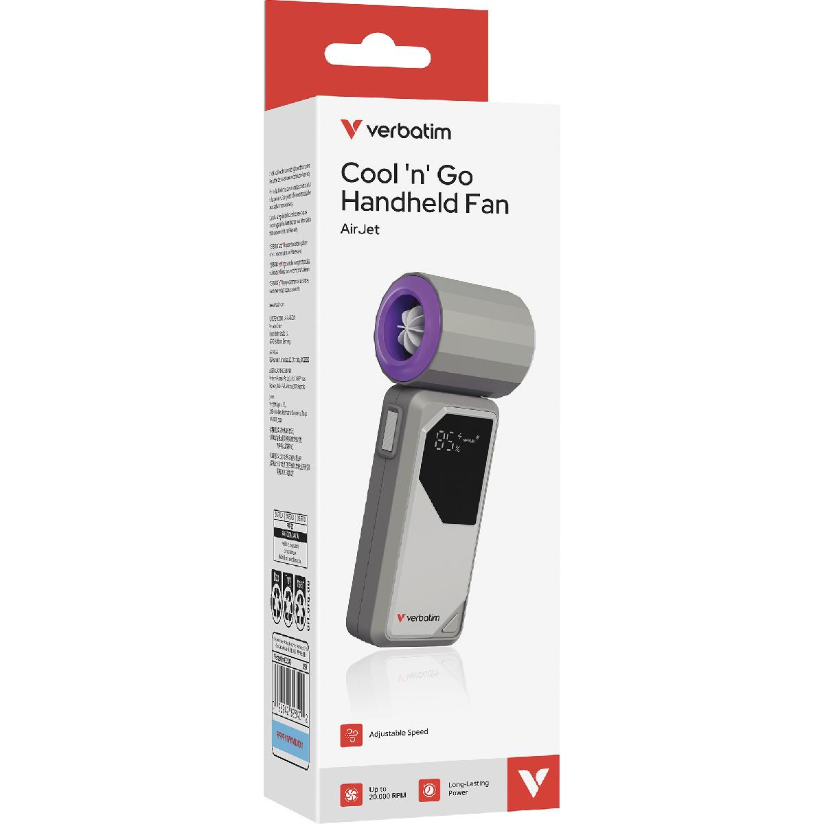 Verbatim Cool n Go Air Jet, επαναφορτιζόμενος ανεμιστήραςι χειρός 4000 mAh grey purple (32340) Verbatim Cool n Go Air Jet, επαναφορτιζόμενος ανεμιστήραςι χειρός 4000 mAh grey purple (32340)