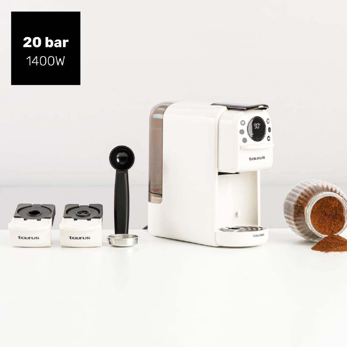 Taurus Mokabari μηχανή καφέ espresso 4-σε-1  20 bar συμβατή με αλεσμένο καφέ, και με κάψουλες Nespresso, Dolce Gusto, ESE Pods