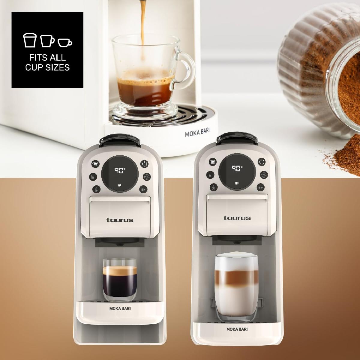 Taurus Mokabari μηχανή καφέ espresso 4-σε-1  20 bar συμβατή με αλεσμένο καφέ, και με κάψουλες Nespresso, Dolce Gusto, ESE Pods