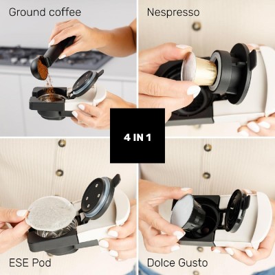 Taurus Mokabari μηχανή καφέ espresso 4-σε-1 20 bar συμβατή με αλεσμένο καφέ, και με κάψουλες Nespresso, Dolce Gusto, ESE Pods Taurus Mokabari μηχανή καφέ espresso 4-σε-1 20 bar συμβατή με αλεσμένο καφέ, και με κάψουλες Nespresso, Dolce Gusto, ESE Pods