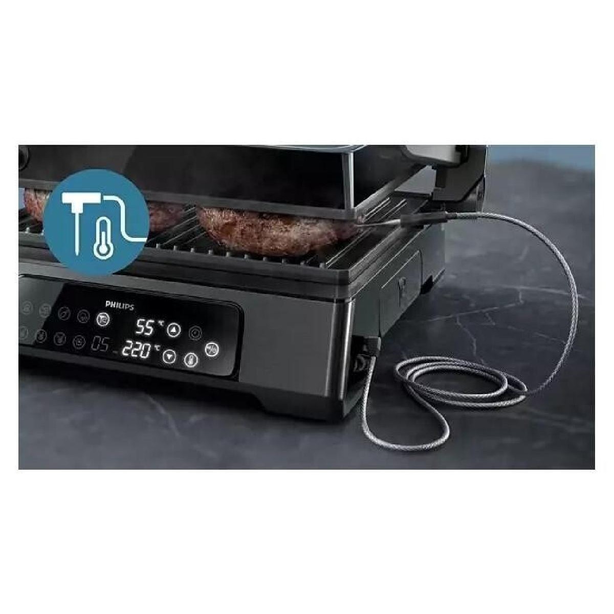 Philips HD6307/70 Ηλεκτρική Τοστιέρα Γκριλιέρα 2000 watt με Ψηφιακό Έλεγχο, Θερμόμετρο & 8 Προγράμματα Philips HD6307/70 Ηλεκτρική Τοστιέρα Γκριλιέρα 2000 watt με Ψηφιακό Έλεγχο, Θερμόμετρο & 8 Προγράμματα