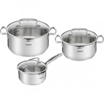 Tefal Duetto+ G719S655 Σετ Κατσαρολών 6τμχ Ανοξείδωτες με Γυάλινα Καπάκια