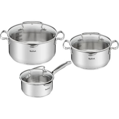 Tefal Duetto+ G719S655 Σετ Κατσαρολών 6τμχ Ανοξείδωτες με Γυάλινα Καπάκια