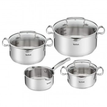 Tefal Duetto+ G719S735 Σετ Κατσαρολών 7τμχ Ανοξείδωτες με Γυάλινα Καπάκια