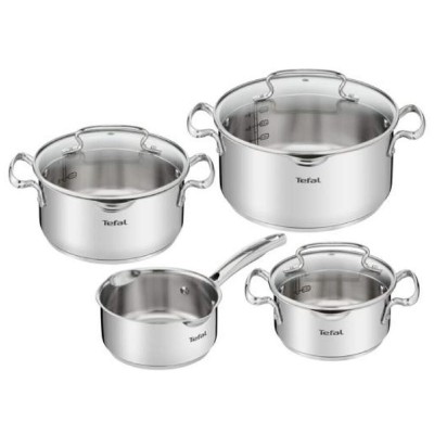 Tefal Duetto+ G719S735 Σετ Κατσαρολών 7τμχ Ανοξείδωτες με Γυάλινα Καπάκια