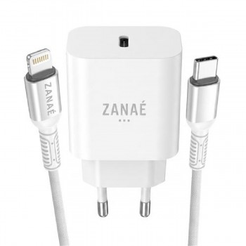 Zanae φορτιστής ρεύματος 20 watt με καλώδιο 1.2m USB C σε Lighting με τεχνολογία Power Delivery Zanae φορτιστής ρεύματος 20 watt με καλώδιο 1.2m USB C σε Lighting με τεχνολογία Power Delivery