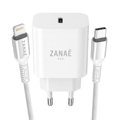Zanae φορτιστής ρεύματος 20 watt με καλώδιο 1.2m USB C σε Lighting με τεχνολογία Power Delivery Zanae φορτιστής ρεύματος 20 watt με καλώδιο 1.2m USB C σε Lighting με τεχνολογία Power Delivery