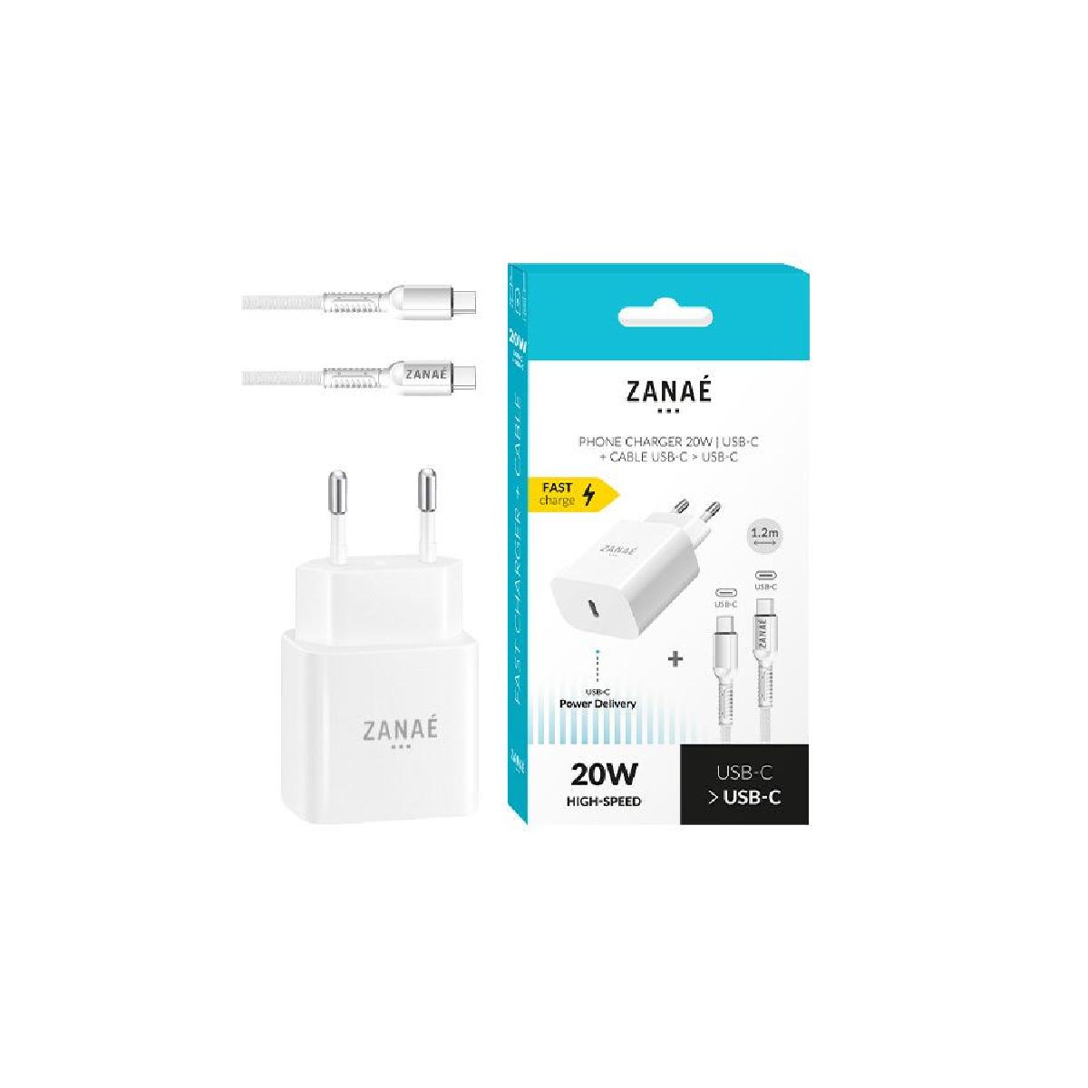 Zanae φορτιστής ρεύματος 20 watt με καλώδιο 1.2m USB-C σε USB-C με τεχνολογία Power Delivery Zanae φορτιστής ρεύματος 20 watt με καλώδιο 1.2m USB-C σε USB-C με τεχνολογία Power Delivery