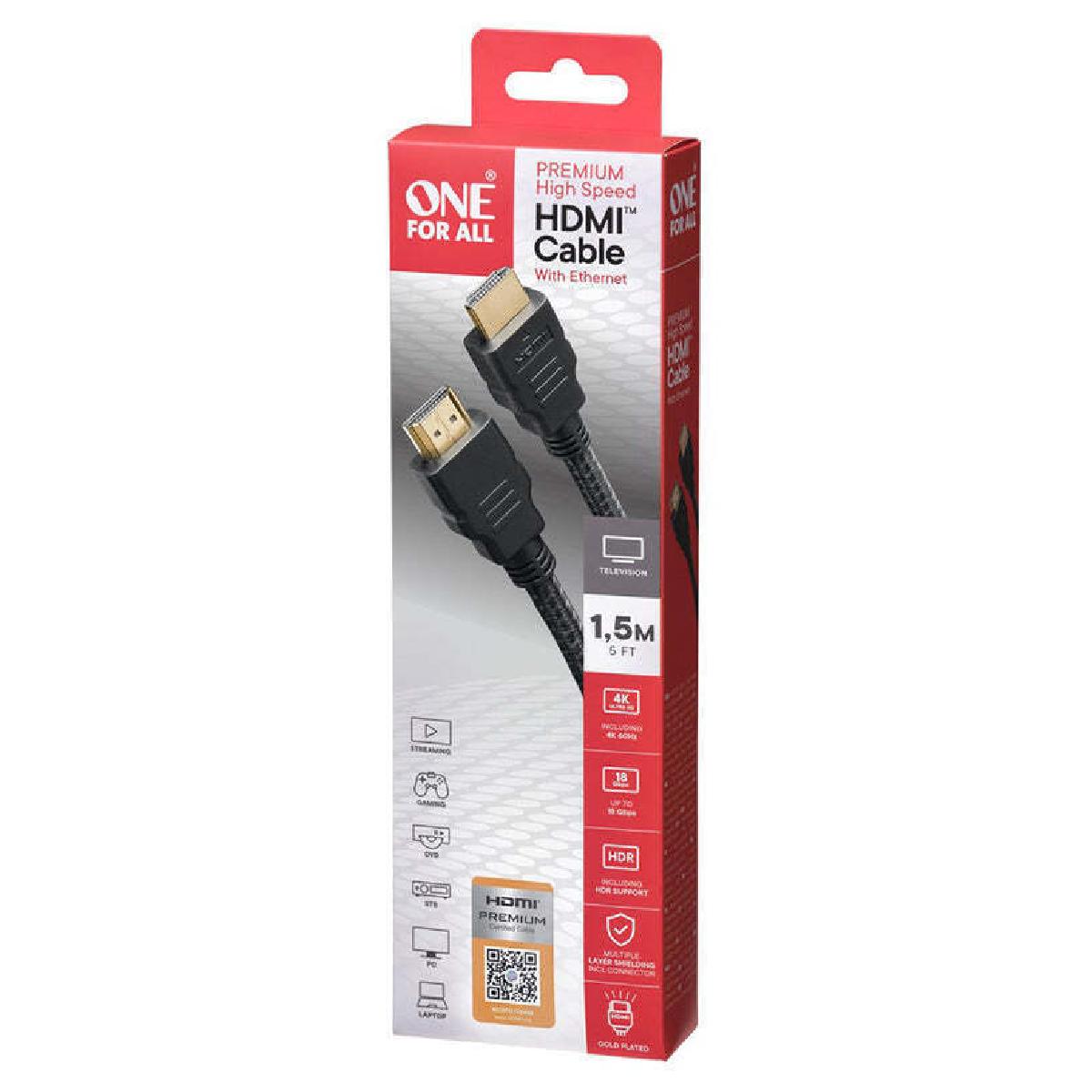 One For All CC5015 Premium High Speed HDMI Cable 1.5 m