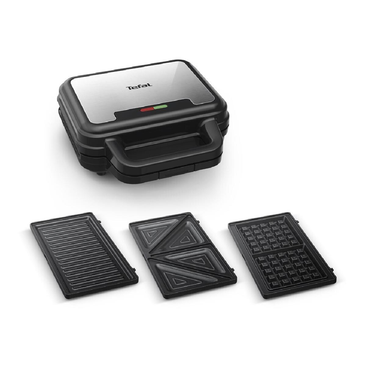 Tefal UltraCompact 3in1 SW383D10  τοστιέρα βαφλιέρα 700 watt με 3 set Αποσπώμενες Πλάκες black inox