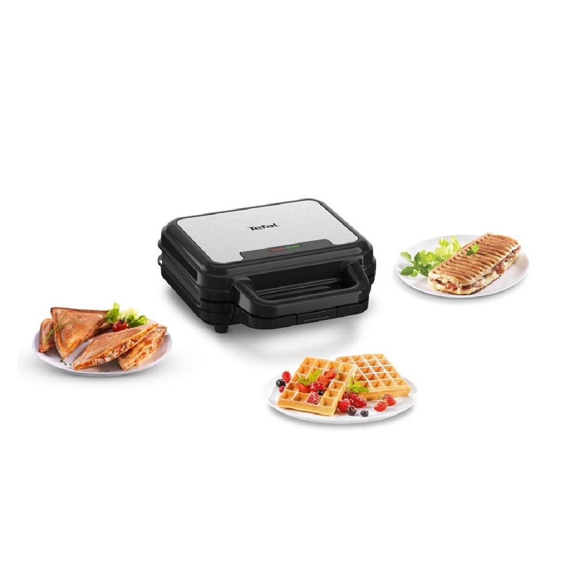 Tefal UltraCompact 3in1 SW383D10  τοστιέρα βαφλιέρα 700 watt με 3 set Αποσπώμενες Πλάκες black inox