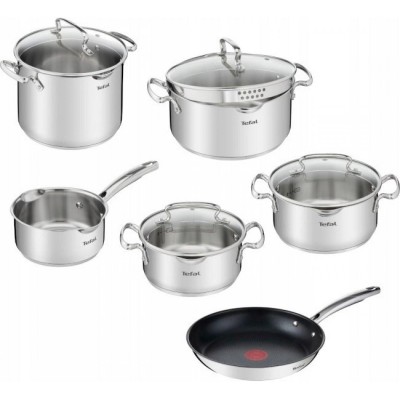 Tefal Duetto+ G732SA56 Σετ Κατσαρολών 10τμχ Ανοξείδωτες με Γυάλινα Καπάκια