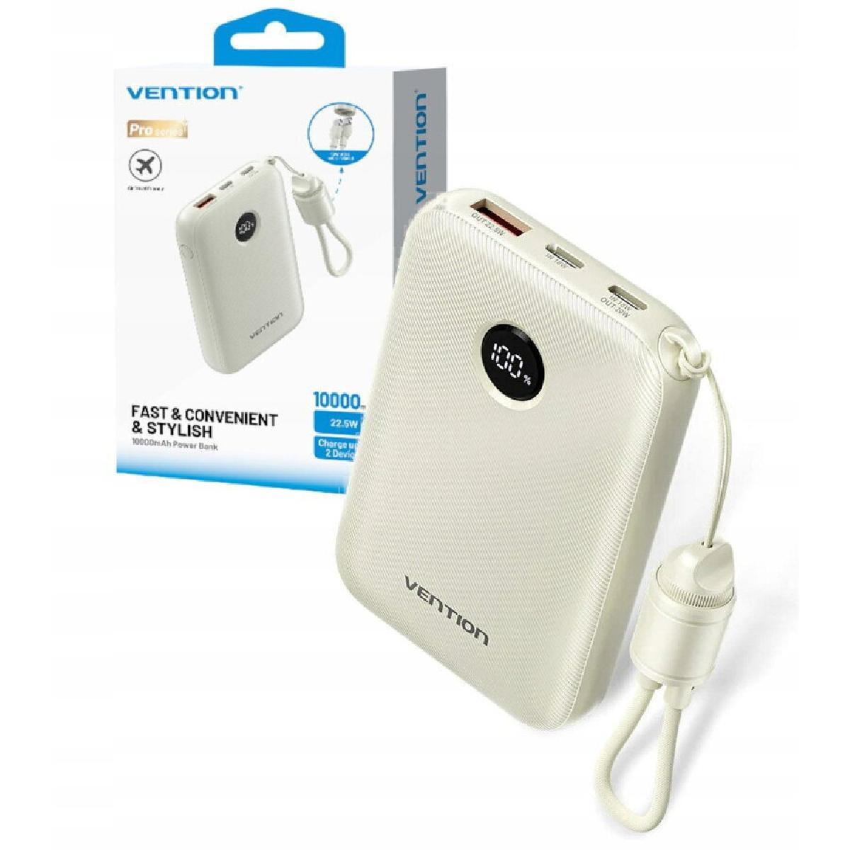 Vention Power Bank 10000mAh 22.5W με USB-A & USB-C beige (FKAN0-C)