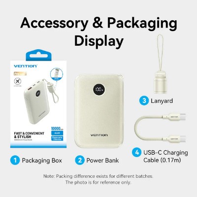 Vention Power Bank 10000mAh 22.5W με USB-A & USB-C light blue (FKAL0-C)